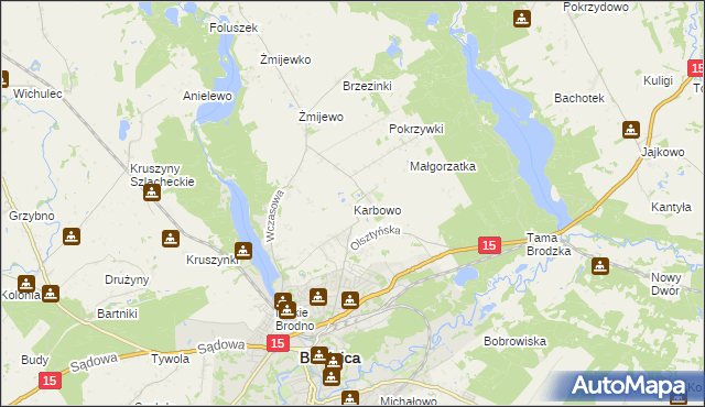 mapa Karbowo gmina Brodnica, Karbowo gmina Brodnica na mapie Targeo