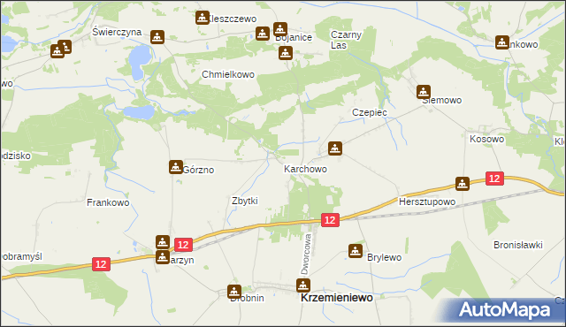 mapa Karchowo, Karchowo na mapie Targeo