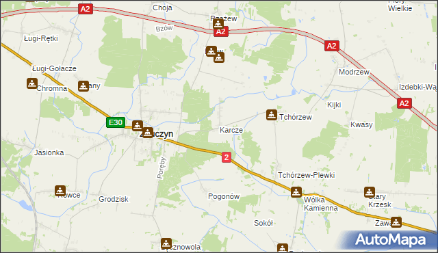 mapa Karcze gmina Zbuczyn, Karcze gmina Zbuczyn na mapie Targeo