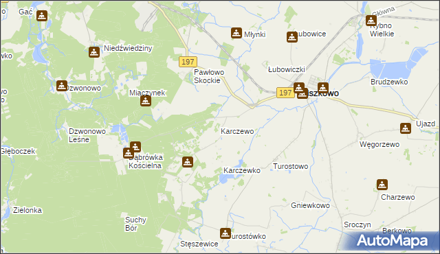 mapa Karczewo gmina Kiszkowo, Karczewo gmina Kiszkowo na mapie Targeo