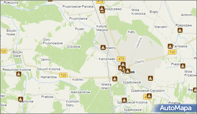 mapa Karczówek gmina Szadek, Karczówek gmina Szadek na mapie Targeo