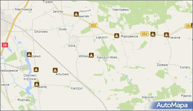 mapa Karczyn-Wieś, Karczyn-Wieś na mapie Targeo