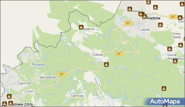 mapa Karłów gmina Radków, Karłów gmina Radków na mapie Targeo