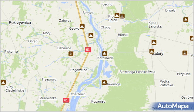 mapa Karniewek, Karniewek na mapie Targeo