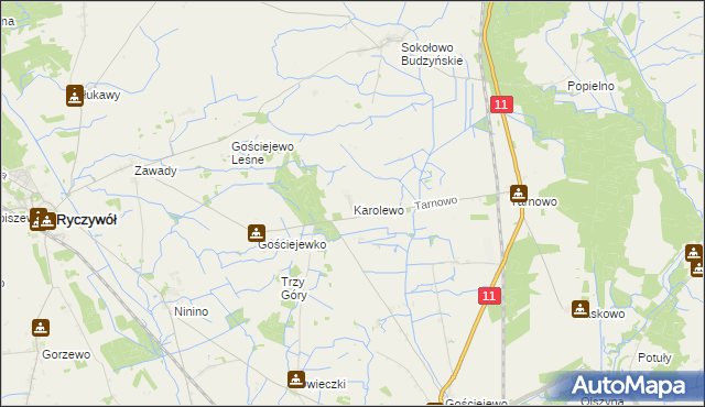 mapa Karolewo gmina Rogoźno, Karolewo gmina Rogoźno na mapie Targeo