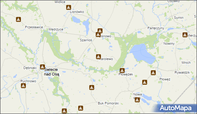 mapa Karolewo gmina Świecie nad Osą, Karolewo gmina Świecie nad Osą na mapie Targeo