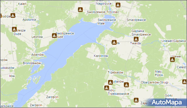 mapa Karolinów gmina Tomaszów Mazowiecki, Karolinów gmina Tomaszów Mazowiecki na mapie Targeo