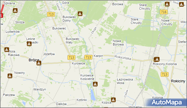mapa Karpin gmina Brójce, Karpin gmina Brójce na mapie Targeo