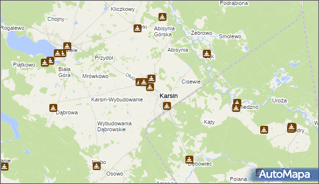 mapa Karsin powiat kościerski, Karsin powiat kościerski na mapie Targeo