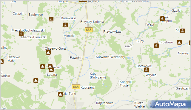 mapa Karwowo-Wszebory, Karwowo-Wszebory na mapie Targeo