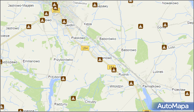 mapa Kąsinowo, Kąsinowo na mapie Targeo