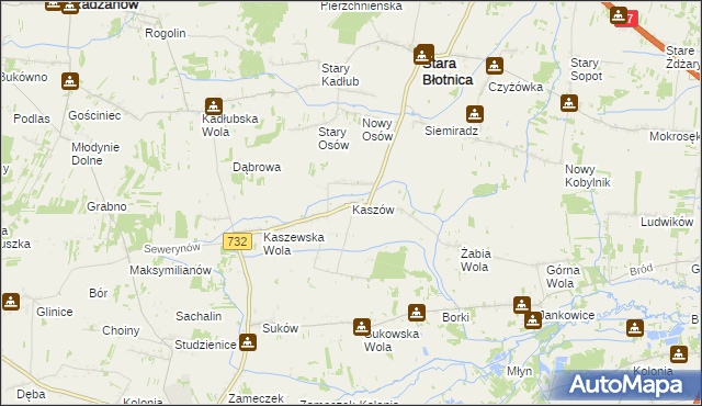 mapa Kaszów gmina Stara Błotnica, Kaszów gmina Stara Błotnica na mapie Targeo