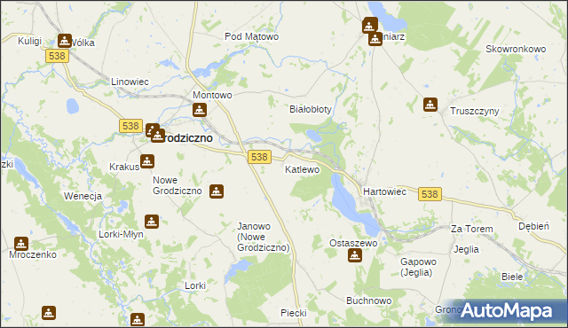mapa Katlewo, Katlewo na mapie Targeo