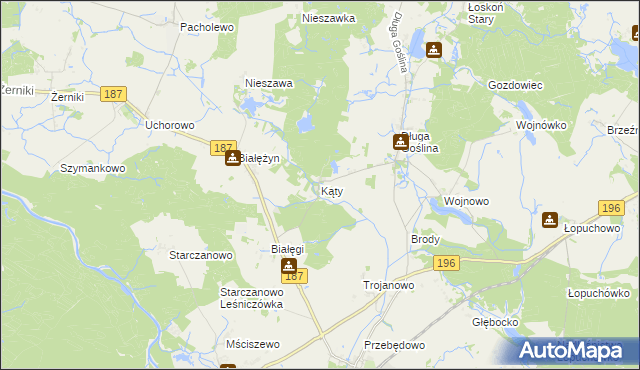 mapa Kąty gmina Murowana Goślina, Kąty gmina Murowana Goślina na mapie Targeo