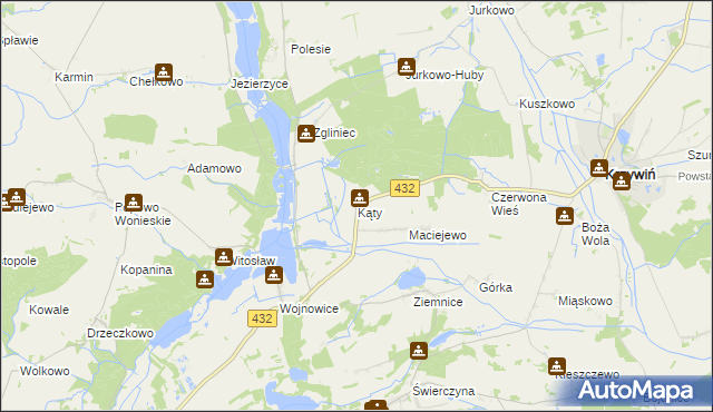mapa Kąty gmina Osieczna, Kąty gmina Osieczna na mapie Targeo