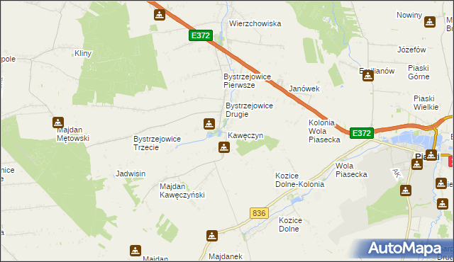mapa Kawęczyn gmina Piaski, Kawęczyn gmina Piaski na mapie Targeo