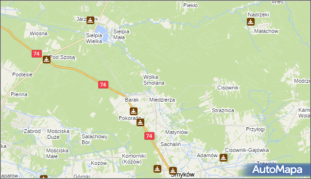 mapa Kawęczyn gmina Smyków, Kawęczyn gmina Smyków na mapie Targeo