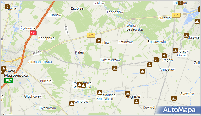 mapa Kazimierzów gmina Regnów, Kazimierzów gmina Regnów na mapie Targeo
