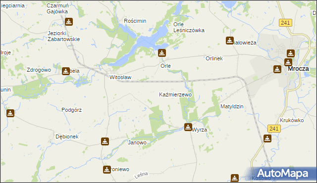 mapa Kaźmierzewo gmina Mrocza, Kaźmierzewo gmina Mrocza na mapie Targeo