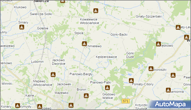 mapa Kędzierzawice, Kędzierzawice na mapie Targeo