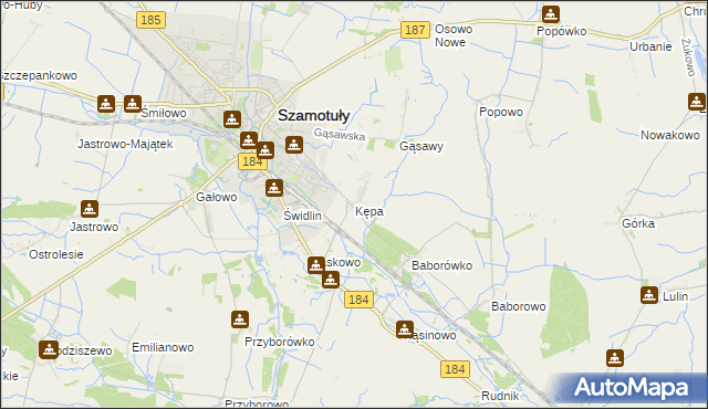 mapa Kępa gmina Szamotuły, Kępa gmina Szamotuły na mapie Targeo