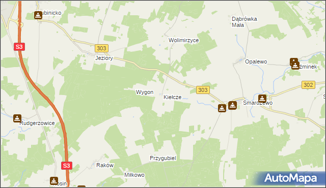 mapa Kiełcze, Kiełcze na mapie Targeo