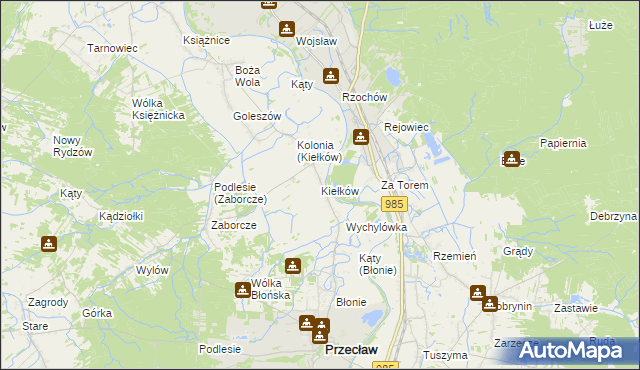 mapa Kiełków gmina Przecław, Kiełków gmina Przecław na mapie Targeo