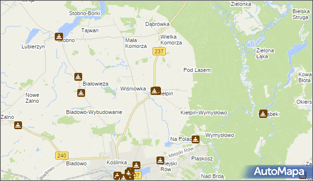 mapa Kiełpin gmina Tuchola, Kiełpin gmina Tuchola na mapie Targeo