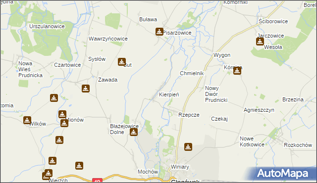 mapa Kierpień, Kierpień na mapie Targeo
