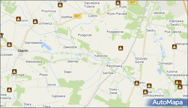 mapa Kierzków gmina Stanin, Kierzków gmina Stanin na mapie Targeo