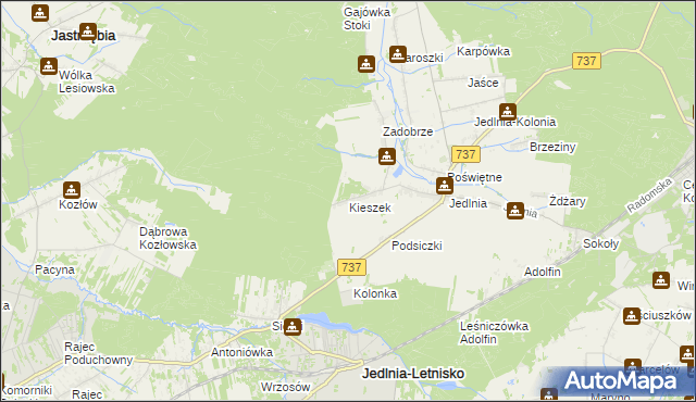 mapa Kieszek, Kieszek na mapie Targeo