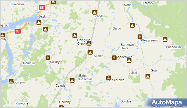 mapa Kijewo gmina Olecko, Kijewo gmina Olecko na mapie Targeo