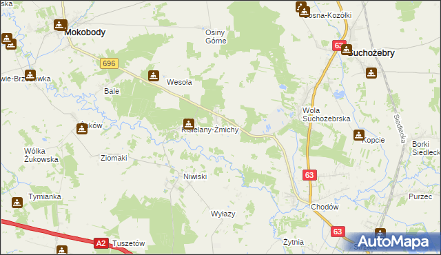 mapa Kisielany-Kuce, Kisielany-Kuce na mapie Targeo