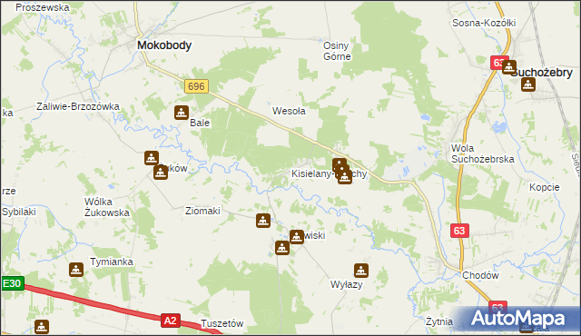 mapa Kisielany-Żmichy, Kisielany-Żmichy na mapie Targeo