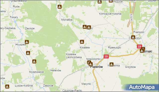 mapa Kisielew, Kisielew na mapie Targeo