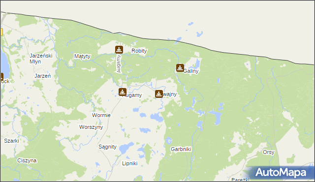 mapa Kiwajny, Kiwajny na mapie Targeo