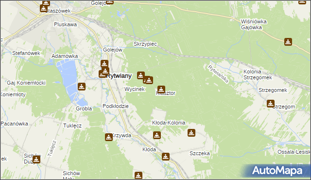 mapa Klasztor gmina Rytwiany, Klasztor gmina Rytwiany na mapie Targeo