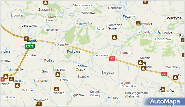 mapa Kleczanów, Kleczanów na mapie Targeo