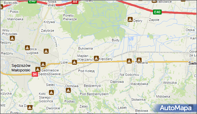 mapa Klęczany gmina Sędziszów Małopolski, Klęczany gmina Sędziszów Małopolski na mapie Targeo