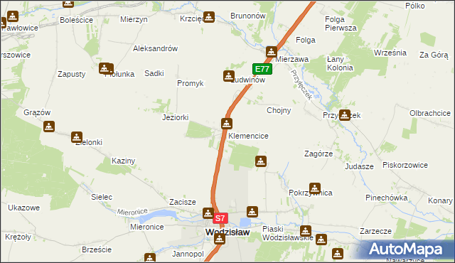 mapa Klemencice, Klemencice na mapie Targeo