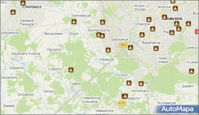 mapa Klepacze gmina Choroszcz, Klepacze gmina Choroszcz na mapie Targeo