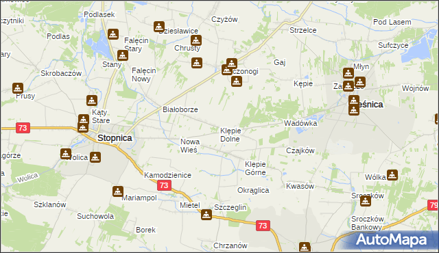 mapa Klępie Dolne, Klępie Dolne na mapie Targeo