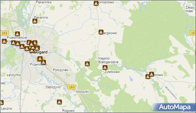 mapa Klępino Białogardzkie, Klępino Białogardzkie na mapie Targeo