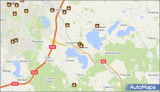 mapa Klewki gmina Purda, Klewki gmina Purda na mapie Targeo