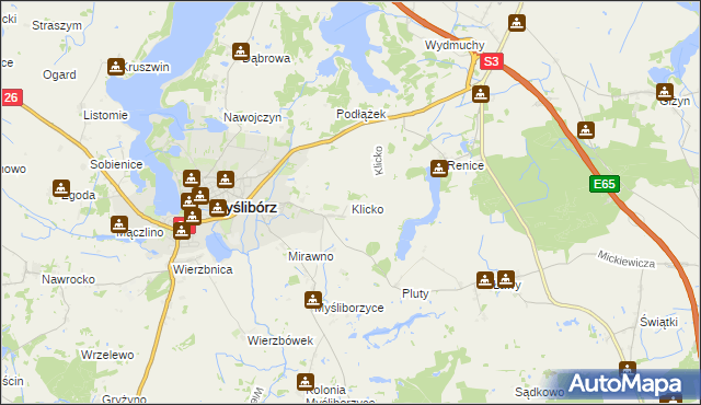 mapa Klicko, Klicko na mapie Targeo