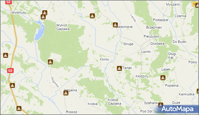 mapa Klimki gmina Kadzidło, Klimki gmina Kadzidło na mapie Targeo