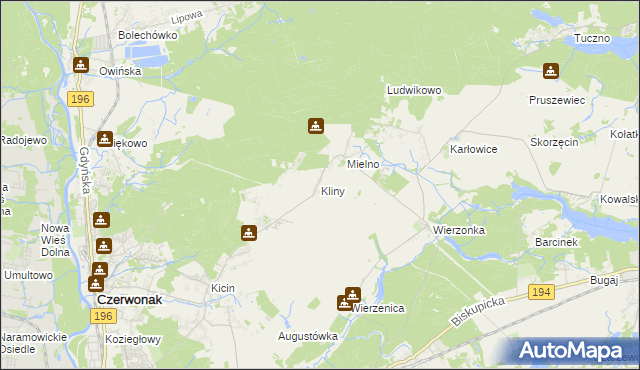 mapa Kliny gmina Czerwonak, Kliny gmina Czerwonak na mapie Targeo
