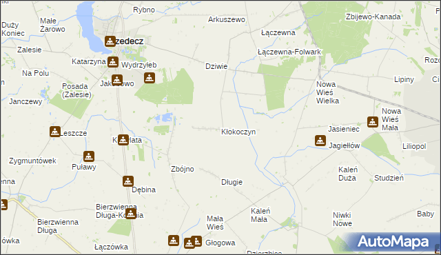 mapa Kłokoczyn gmina Przedecz, Kłokoczyn gmina Przedecz na mapie Targeo