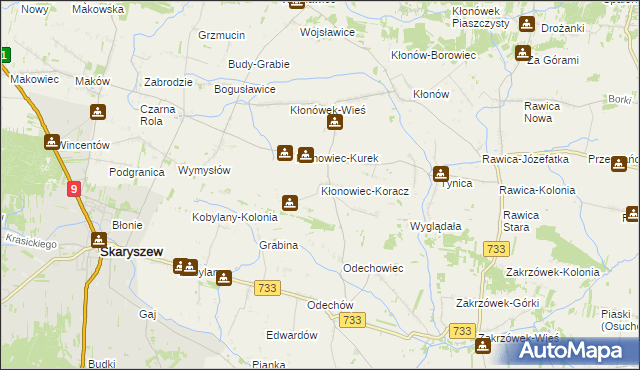 mapa Kłonowiec-Koracz, Kłonowiec-Koracz na mapie Targeo