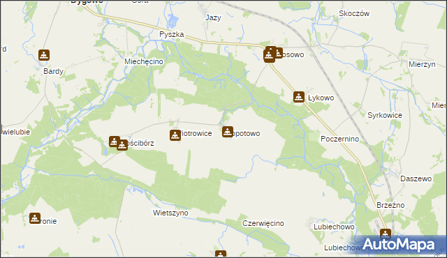 mapa Kłopotowo gmina Dygowo, Kłopotowo gmina Dygowo na mapie Targeo